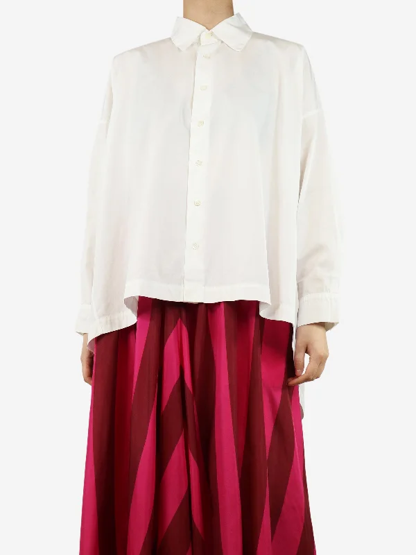White long-sleeved shirt - size UK 8