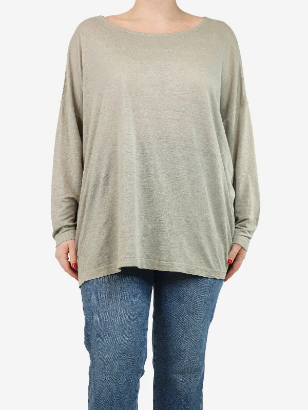 Light grey boat-neck top - size One Size