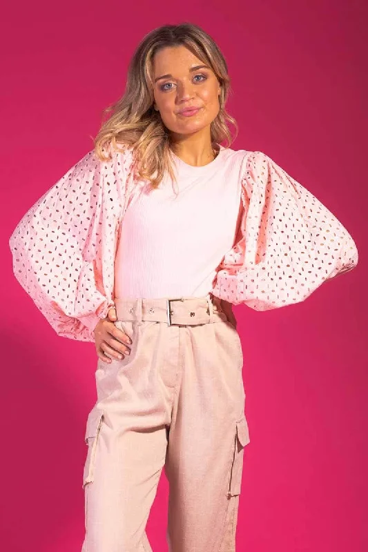 Jessie Cotton Embroidered Top Peach