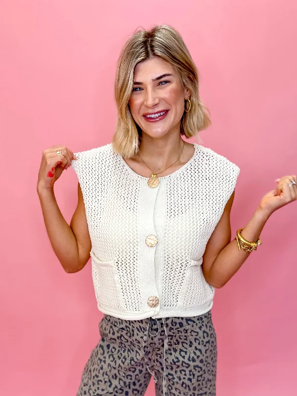 The Carmine Sweater Vest - Ecru