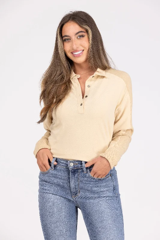 Eye Of The Beholder Women's Collared Long Sleeve Top