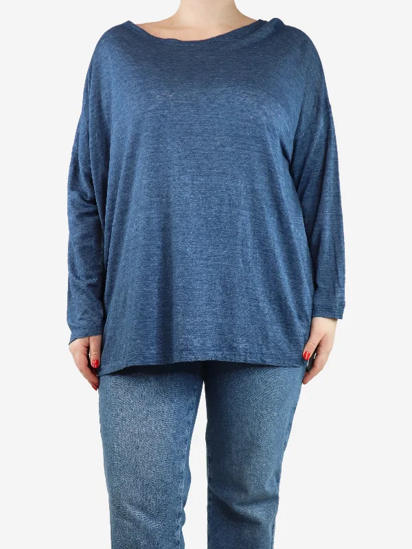 Blue boat-neck top - size One Size