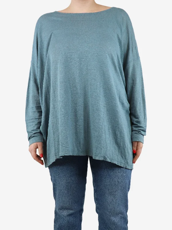 Eskandar Blue boat-neck top - size One Size