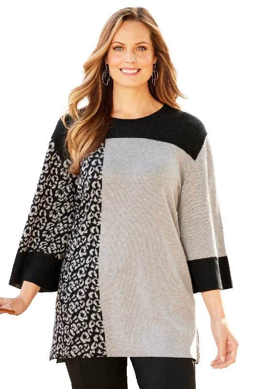 Jacquard Colorblock Pullover