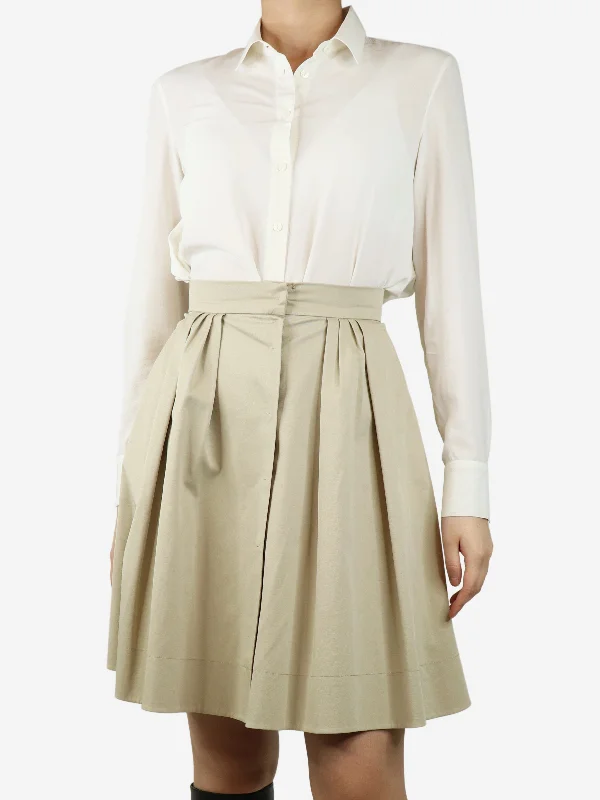 Ivory silk-blend shirt - size UK 8