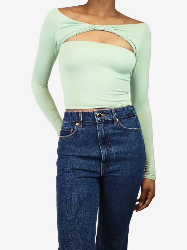 Mint green modal top with knot detail - size XS