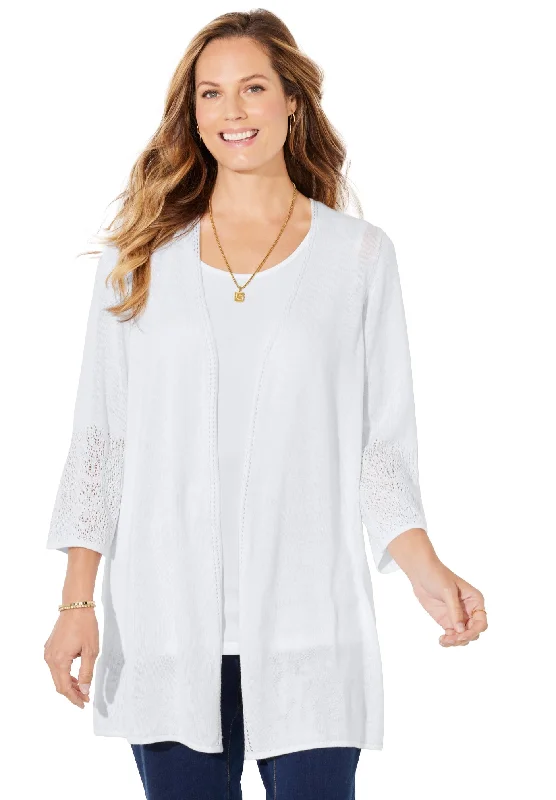 Pointelle Accented Cardigan