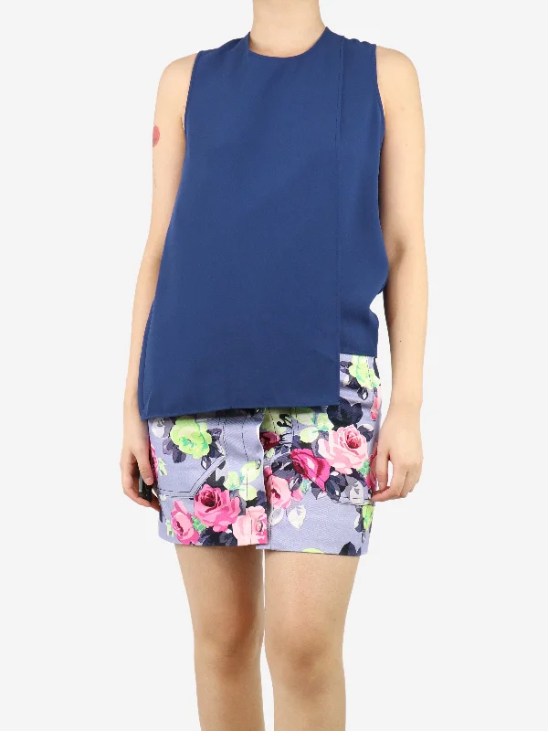 Blue sleeveless top - size UK 8