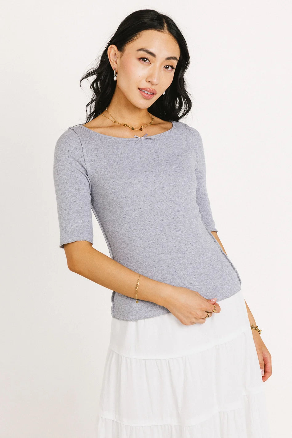 Kippin Fitted Top in Grey - FINAL SALE