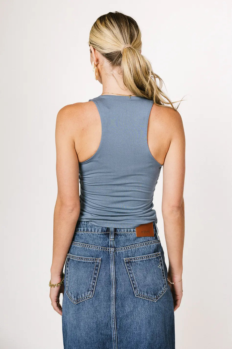 Sleek Jersey Solid Tank in Slate - FINAL SALE