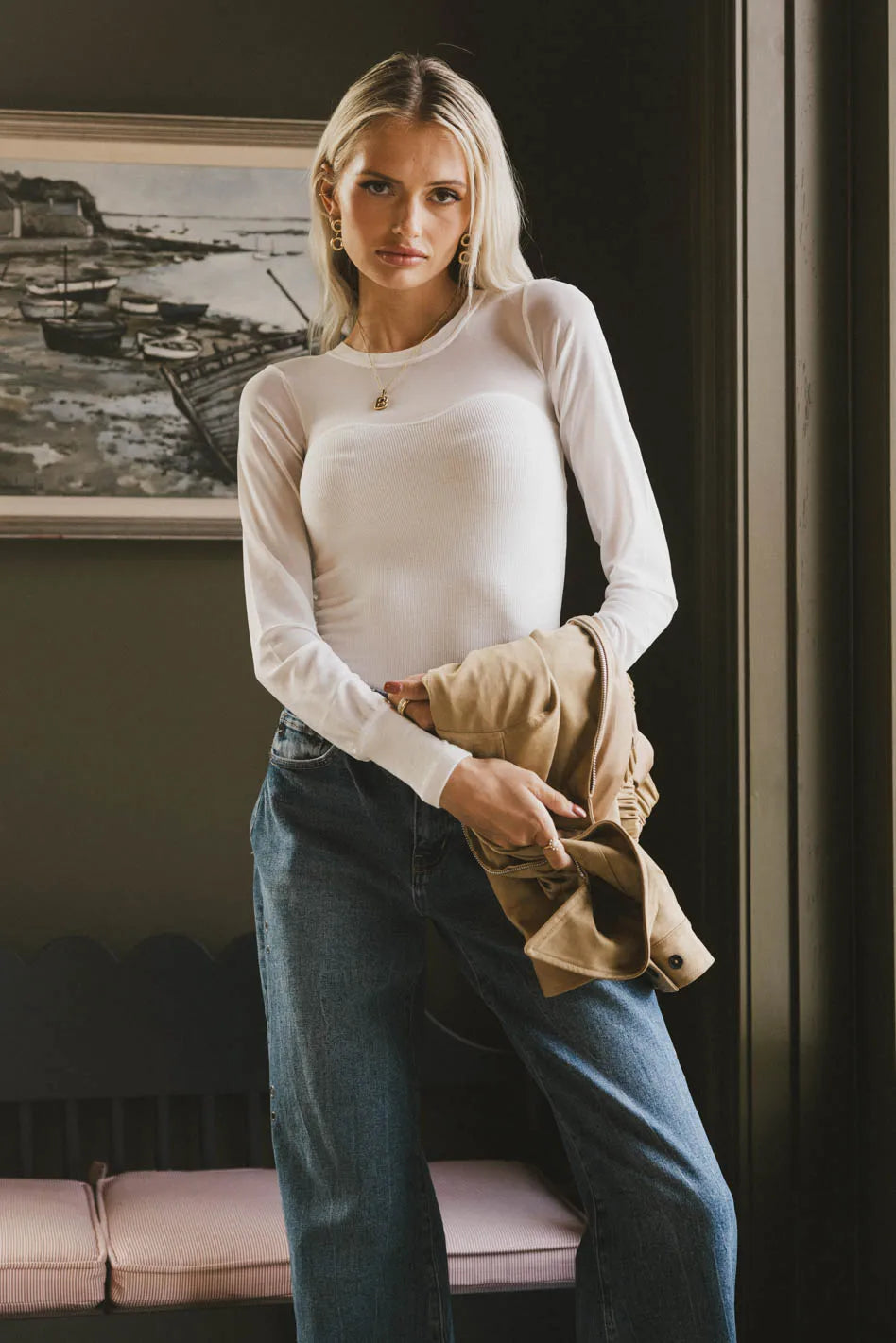 London Mesh Top in White - FINAL SALE