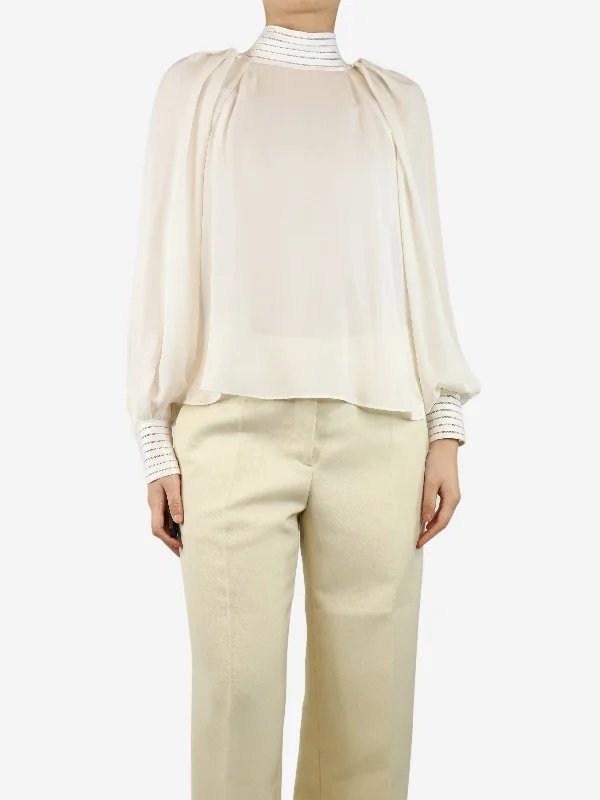 Off-white silk blouse - size UK 8