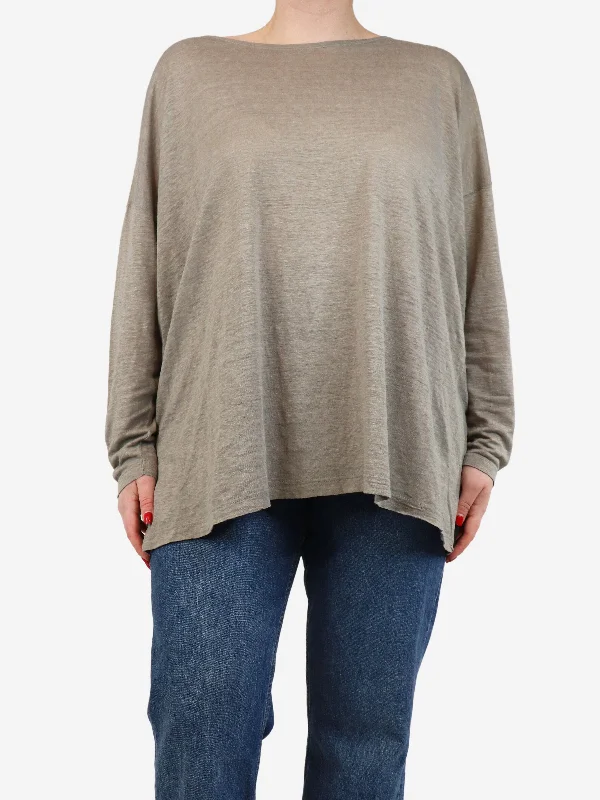 Light grey boat-neck top - size One Size