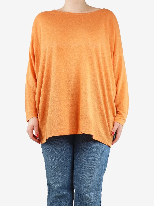 Orange boat-neck top - size One Size