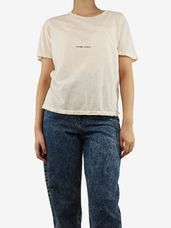 Cream distressed t-shirt - size S