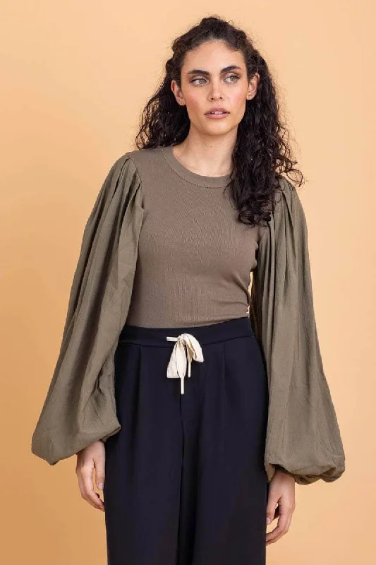 Skylar Knit Top Khaki