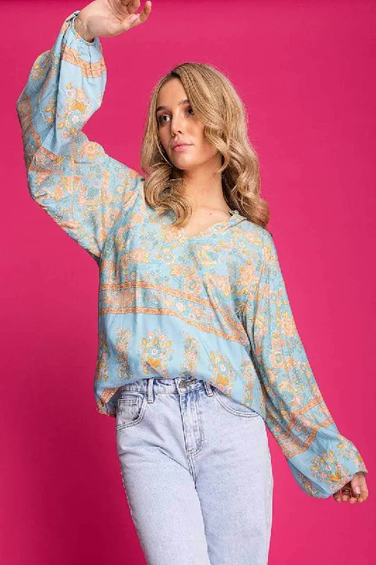 Liliana Top Boho Blue Viscose