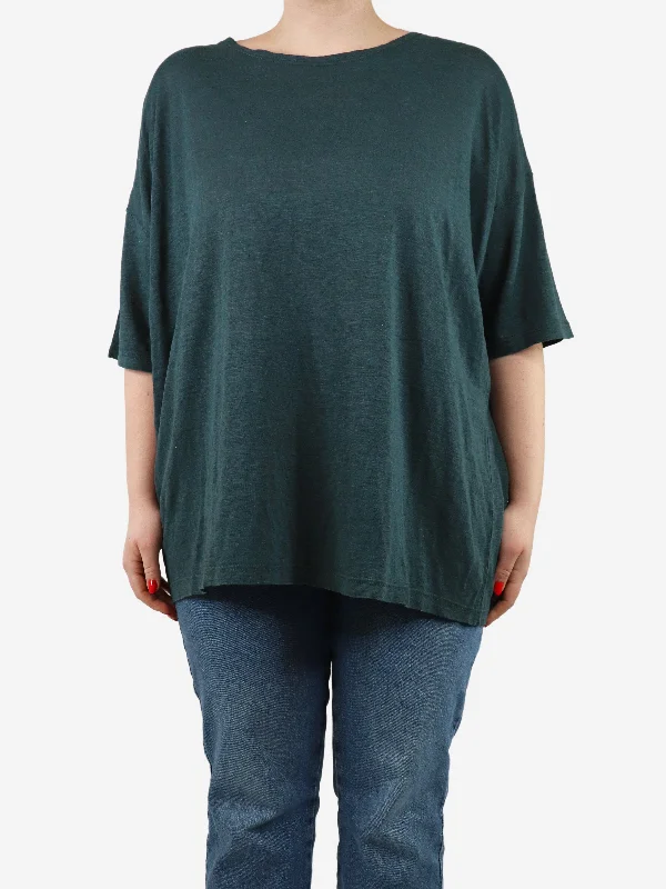 Teal green scoop-neck short-sleeved top - size One Size