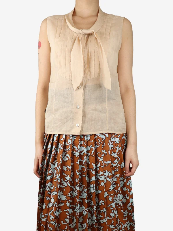 Neutral ramie top - size UK 10